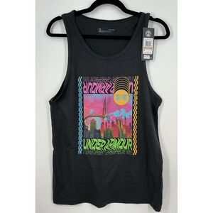Under Armour Basketball‎ Graphic Tank Top Black Neon City Print Mens Small NWT